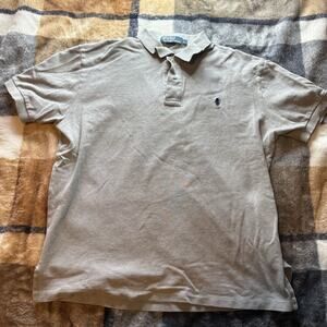 Polo Ralph Lauren Mens Custom Slim Fit Polo Shirt Size L Gray Preppy Golf Vintag